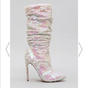 Slouchy sequin bling boots